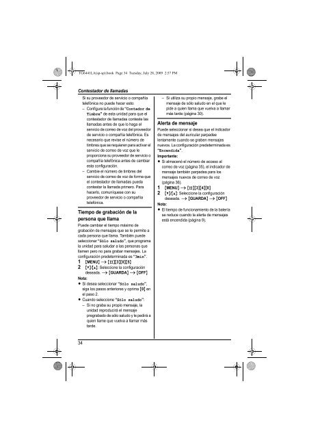 MANUAL DE USUARIO KX-TG6441LAT(es) - Panasonic