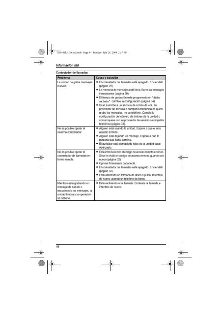 MANUAL DE USUARIO KX-TG6441LAT(es) - Panasonic