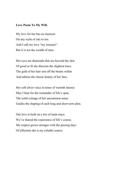 My life my wife poem