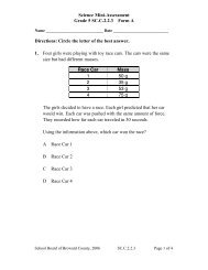 Science Mini-Assessment Grade 5 SC.C.2.2.3 Form A Directions ...