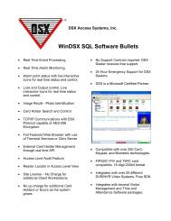 WinDSX SQL Software Bullets - DSX Access Systems, Inc.