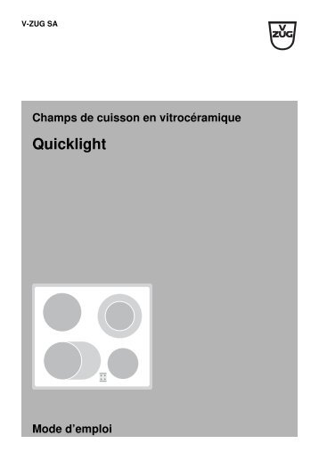Champs de cuisson en vitrocÃƒÂ©ramique Quicklight Mode ... - V-ZUG Ltd