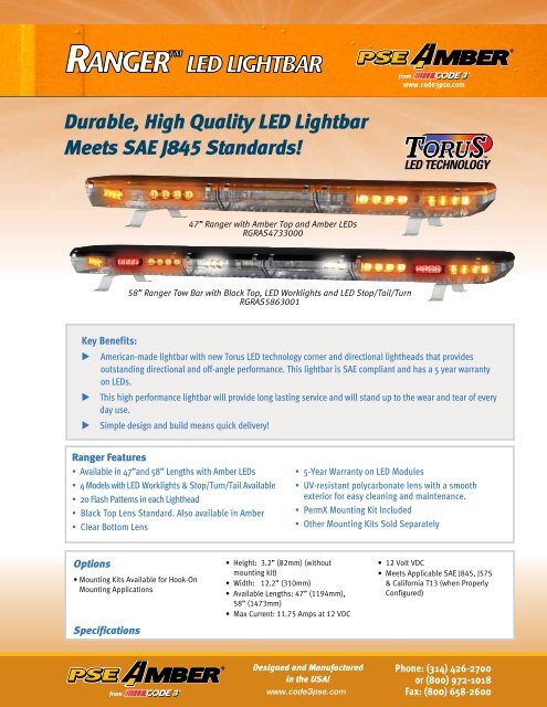 Ranger LED Lightbar Sell Sheet