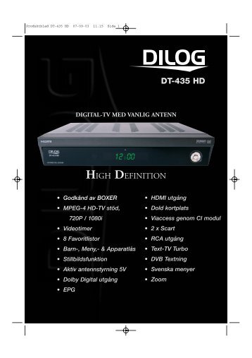 Produktblad DT-435 HD - Dilog