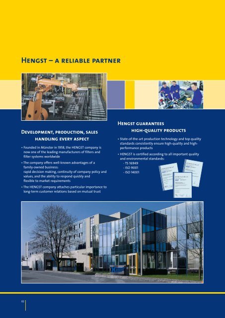 One strong brand the complete range - Hengst GmbH & Co. KG