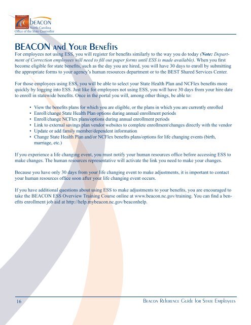 BEACON Reference Guide For State Employees - North Carolina ...