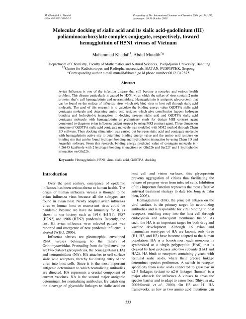 Molecular docking of sialic acid and its sialic acid-gadolinium (III ...