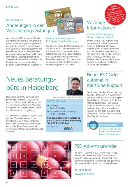 2/2012 geld & gewinn - PSD Bank Karlsruhe-Neustadt eG