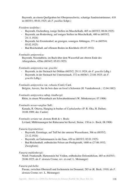 Appendix - Ökologisch-Botanischer Garten - Universität Bayreuth