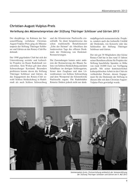 THÜRINGER SCHLÖSSER INFORMATIONEN - Stiftung Thüringer ...