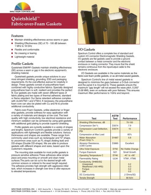 Quietshield Gaskets & Shielding - Spectrum Control