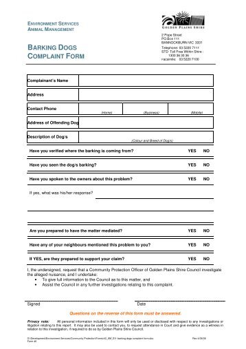 how to write a letter complaint about barking dogs complaint letter