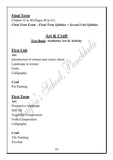 Syllabus 2013 â 14 Class 6