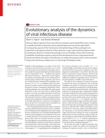 Evolutionary analysis of the dynamics of viral infectious disease