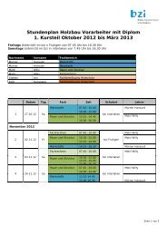 Stundenplan Holzbau Vorarbeiter mit Diplom 1. Kursteil Oktober ...