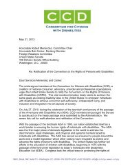 2013 CCD Letter in Support of United States Ratification of the CRPD