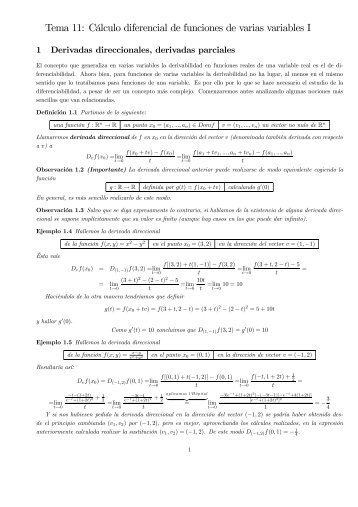 Tema 11: CÃ¡lculo diferencial de funciones de varias variables I