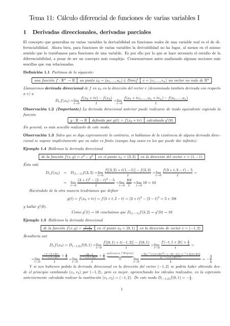 Tema 11: CÃ¡lculo diferencial de funciones de varias variables I