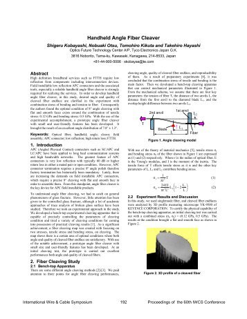 2011 - Handheld Angle Fiber Cleaver - the IWCS Proceedings Archive