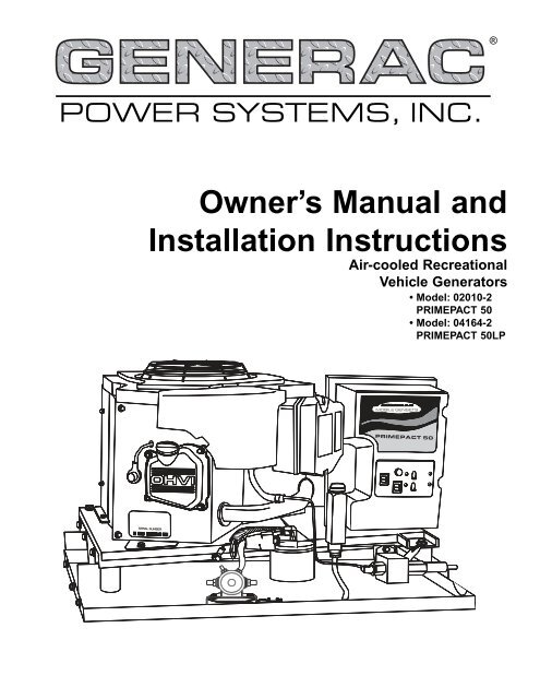 Primepact 50 & 50LP RV Owner's Manual D7431 - Electric Generators