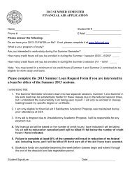 2013 Summer Financial Aid Application and Loan Request Form