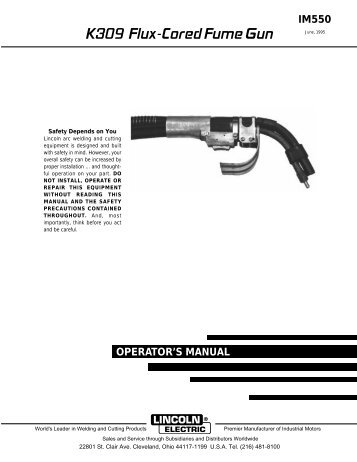 PARTS LIST FOR K309 Flux Cored Fume Gun - Lincoln Electric