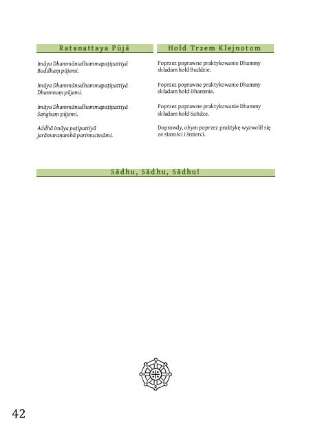 "Paritta PÄá¸·i - Wersy Ochronne" [PDF] - Mahajana.net