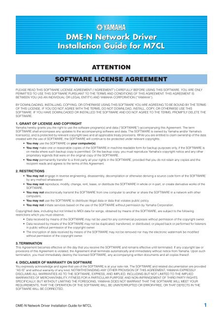 DME-N Network Driver Installation Guide for M7CL - Yamaha ...