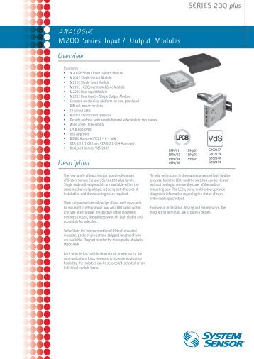 M200 Datasheet - Official Site of System Sensor Europe