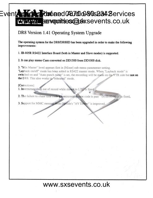 Sound - Akai DR8 Manual - SXS Events