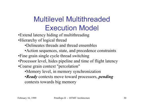 HTMT: A Hybrid Technology Approach to Petaflops Computing