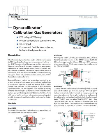 Dynacalibrator Calibration Gas Generators - Valco Instrument ...