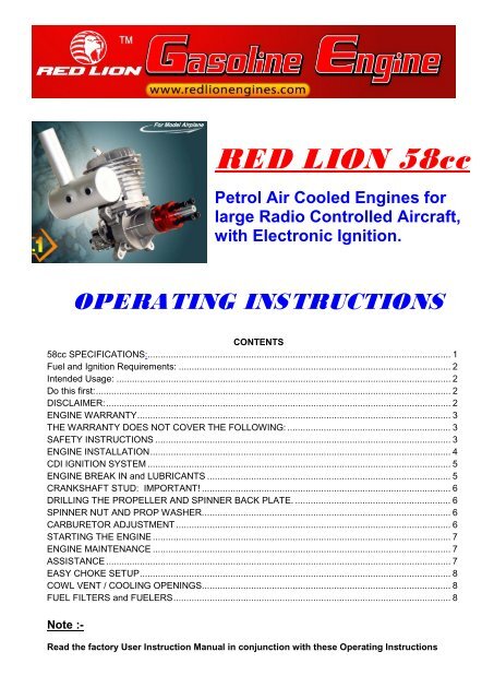 OPERATING INSTRUCTIONS - RC World