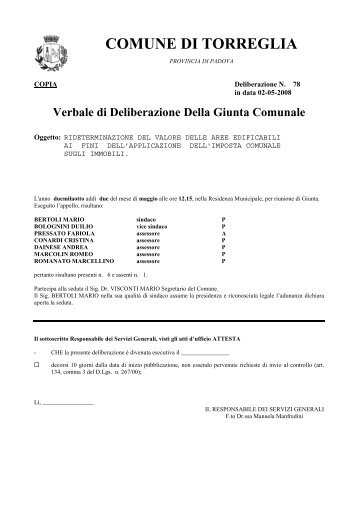 Delibera determinazione valore aree edificabili ai fini ICI