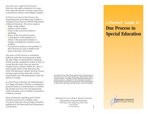 Due Process in Special Education - Howard County Public Schools