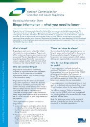 Bingo information sheet - Victorian Commission for Gambling and ...