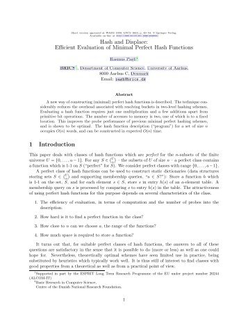 Efficient Evaluation of Minimal Perfect Hash Functions