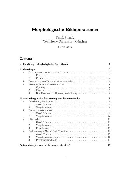 Morphologische Bildoperationen - Technische UniversitÃ¤t MÃ¼nchen