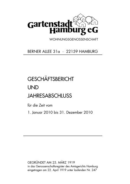 gsh-geschaeftsbericht-2010 - Gartenstadt Hamburg eG