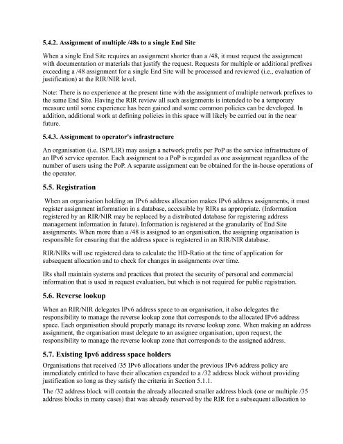 IPv6 Address Allocation and Assignment Policy - RIPE NCC