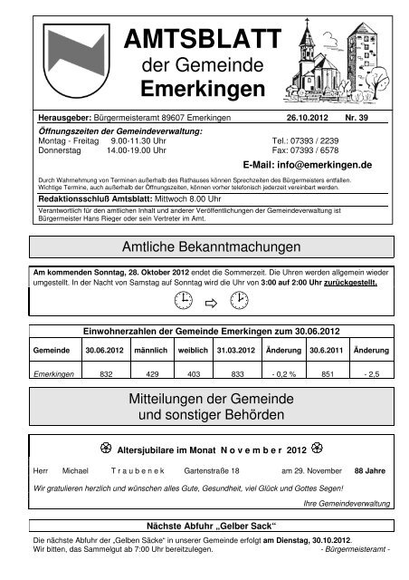 AMTSBLATT - Gemeinde Emerkingen