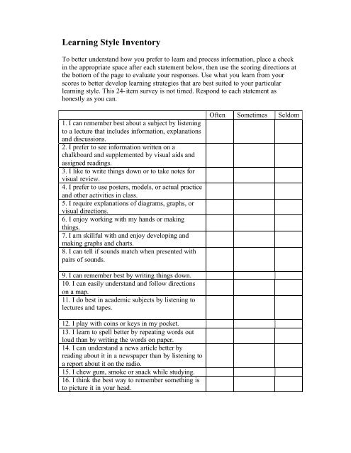 Learning Style Inventory