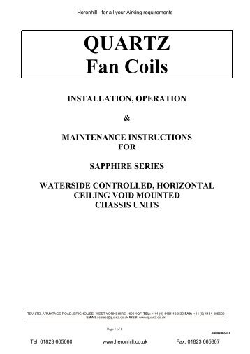 QUARTZ Fan Coils - Heronhill Air Conditioning Ltd