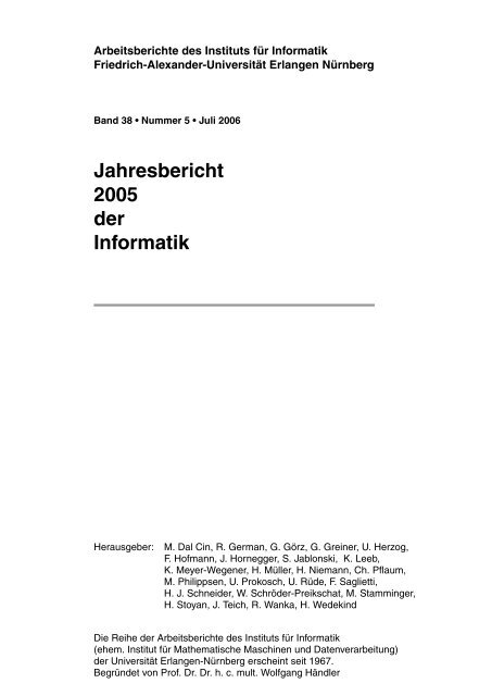 Jahresbericht 2005 - Dept. of Computer Science - Friedrich ...