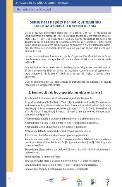 orden de 31 de julio de 1.967, que enmienda las listas anexas al