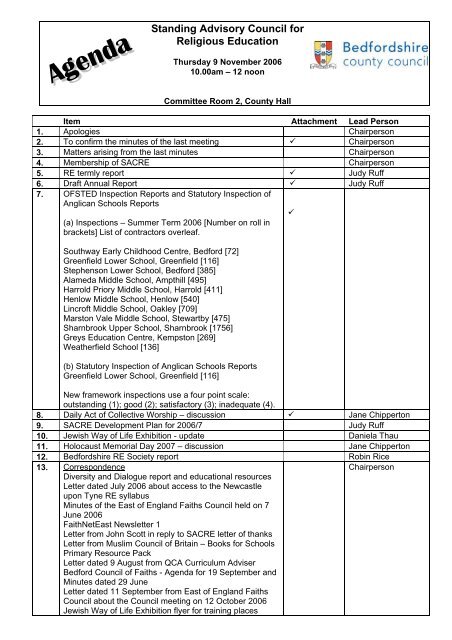 Standing Advisory Council for Religious Education - Bedfordshire ...