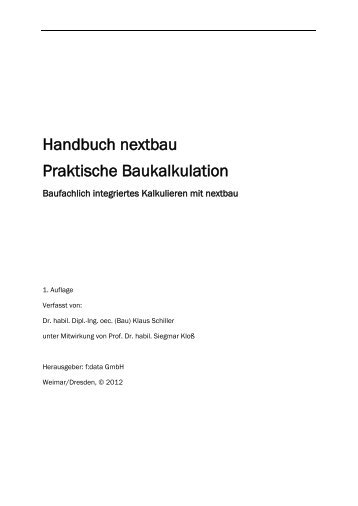 Handbuch nextbau Praktische Baukalkulation - F:data GmbH