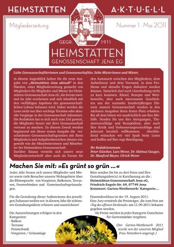 Zeitung Mai 2011 - Heimstätten Genossenschaft Jena eG