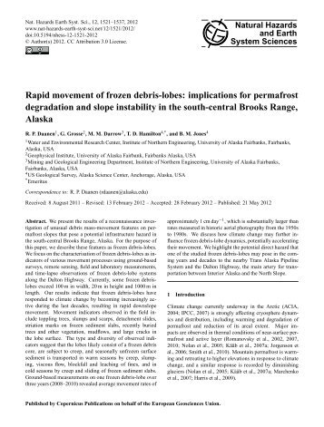 implications for permafrost degradation and slope instability in the ...