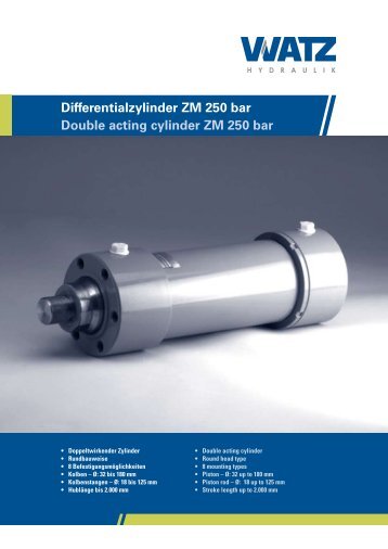 Differentialzylinder ZM 250 bar Double acting cylinder ZM 250 bar